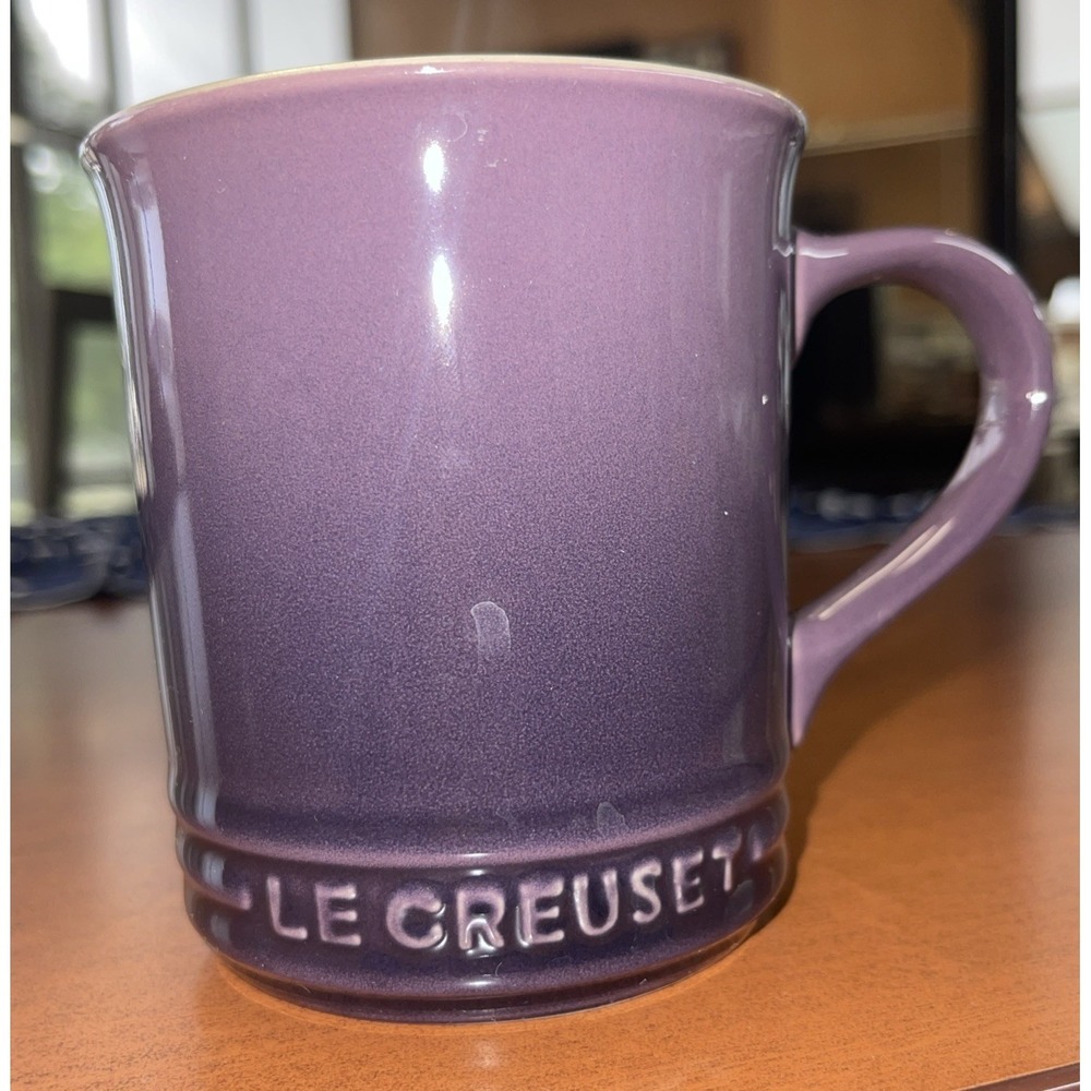 "Cassis" Purple Plum 12 Oz LE CREUSET 4" Tall Straight Mug Stoneware Coffee Cup